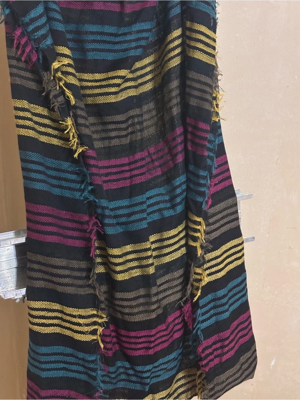 Target Multicolor Striped Scarf - Black, Teal, Magenta & Yellow